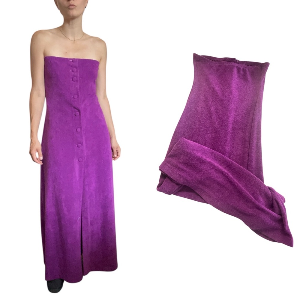 Very Purple Strapless Terrycloth Dress - 1980s